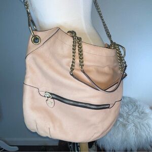 ORYANY Blush large cross body shoulder bag pebbled leather with chain accents